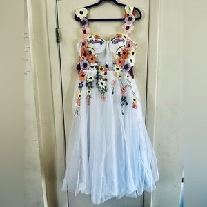 Ethereal Romantic Fariycore Renfaire Bridal Shower Tulle Organza Corset Dress M